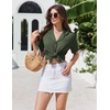 image:imageEkouaer Pajamas for Women Set Button Up Sleepwear 2 Piece Pjs Lounge Set Short Sleeve NightwearArmy Green