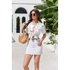image:imageEkouaer Pajamas for Women Set Button Up Sleepwear 2 Piece Pjs Lounge Set Short Sleeve NightwearColorful Bow