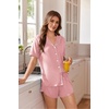 image:imageEkouaer Pajamas for Women Set Button Up Sleepwear 2 Piece Pjs Lounge Set Short Sleeve NightwearLight Pink