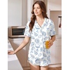 image:imageEkouaer Pajamas for Women Set Button Up Sleepwear 2 Piece Pjs Lounge Set Short Sleeve NightwearShell World