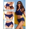 image:imageEkouaer Women Bikini Bottoms Mid Waist Swim Bathing Suit Bottom Full Coverage Swimsuit ShortsXSXXLNavy Blue