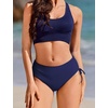 image:imageEkouaer Women Bikini Bottoms Mid Waist Swim Bathing Suit Bottom Full Coverage Swimsuit ShortsXSXXLNavy Blue