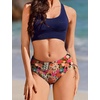 image:imageEkouaer Women Bikini Bottoms Mid Waist Swim Bathing Suit Bottom Full Coverage Swimsuit ShortsXSXXLPink Flower Leaves