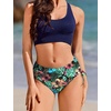 image:imageEkouaer Women Bikini Bottoms Mid Waist Swim Bathing Suit Bottom Full Coverage Swimsuit ShortsXSXXLRed Tropical Flowers