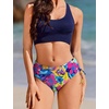 image:imageEkouaer Women Bikini Bottoms Mid Waist Swim Bathing Suit Bottom Full Coverage Swimsuit ShortsXSXXLSky Blue Floral