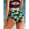 image:imageEkouaer Women Bikini Bottoms Mid Waist Swim Bathing Suit Bottom Full Coverage Swimsuit ShortsXSXXLWhite Flowers Green Leaves