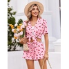 image:imageEkouaer Womens Pajama Sets Button Down Short Sleeve Top and Shorts Cute Ruffled Pjs Sets SleepwearCherry