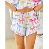 image:imageEkouaer Womens Pajama Sets Button Down Short Sleeve Top and Shorts Cute Ruffled Pjs Sets SleepwearColorful Bow