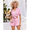 image:imageEkouaer Womens Pajama Sets Button Down Short Sleeve Top and Shorts Cute Ruffled Pjs Sets SleepwearPink Bow
