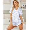 image:imageEkouaer Womens Pajama Sets Button Down Short Sleeve Top and Shorts Cute Ruffled Pjs Sets SleepwearShell World