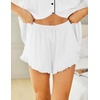 image:imageEkouaer Womens Pajama Sets Button Down Short Sleeve Top and Shorts Cute Ruffled Pjs Sets SleepwearWhite