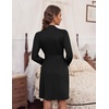 image:imageEkouaer Womens Robes Lightweight 34 Sleeve Short Knit Bathrobe Soft Knee Length Sleepwear Robes with Pockets SXXLBlack