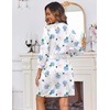 image:imageEkouaer Womens Robes Lightweight 34 Sleeve Short Knit Bathrobe Soft Knee Length Sleepwear Robes with Pockets SXXLBlue Floral