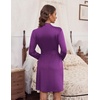 image:imageEkouaer Womens Robes Lightweight 34 Sleeve Short Knit Bathrobe Soft Knee Length Sleepwear Robes with Pockets SXXLEggplant