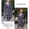 image:imageEkouaer Womens Robes Lightweight 34 Sleeve Short Knit Bathrobe Soft Knee Length Sleepwear Robes with Pockets SXXLFp Black Big Flowers
