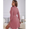 image:imageEkouaer Womens Robes Lightweight 34 Sleeve Short Knit Bathrobe Soft Knee Length Sleepwear Robes with Pockets SXXLGray Purple