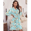image:imageEkouaer Womens Robes Lightweight 34 Sleeve Short Knit Bathrobe Soft Knee Length Sleepwear Robes with Pockets SXXLGreen Flowers
