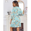 image:imageEkouaer Womens Robes Lightweight 34 Sleeve Short Knit Bathrobe Soft Knee Length Sleepwear Robes with Pockets SXXLGreen Flowers