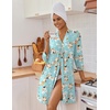 image:imageEkouaer Womens Robes Lightweight 34 Sleeve Short Knit Bathrobe Soft Knee Length Sleepwear Robes with Pockets SXXLGreen Flowers