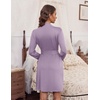 image:imageEkouaer Womens Robes Lightweight 34 Sleeve Short Knit Bathrobe Soft Knee Length Sleepwear Robes with Pockets SXXLLavender