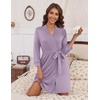 image:imageEkouaer Womens Robes Lightweight 34 Sleeve Short Knit Bathrobe Soft Knee Length Sleepwear Robes with Pockets SXXLLavender