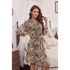 image:imageEkouaer Womens Robes Lightweight 34 Sleeve Short Knit Bathrobe Soft Knee Length Sleepwear Robes with Pockets SXXLLeopard Apricot