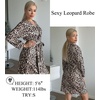 image:imageEkouaer Womens Robes Lightweight 34 Sleeve Short Knit Bathrobe Soft Knee Length Sleepwear Robes with Pockets SXXLLeopard Apricot