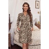 image:imageEkouaer Womens Robes Lightweight 34 Sleeve Short Knit Bathrobe Soft Knee Length Sleepwear Robes with Pockets SXXLLeopard Apricot