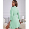 image:imageEkouaer Womens Robes Lightweight 34 Sleeve Short Knit Bathrobe Soft Knee Length Sleepwear Robes with Pockets SXXLLight Green