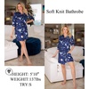 image:imageEkouaer Womens Robes Lightweight 34 Sleeve Short Knit Bathrobe Soft Knee Length Sleepwear Robes with Pockets SXXLNavy Floral