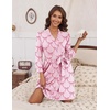 image:imageEkouaer Womens Robes Lightweight 34 Sleeve Short Knit Bathrobe Soft Knee Length Sleepwear Robes with Pockets SXXLPink Bow