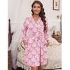image:imageEkouaer Womens Robes Lightweight 34 Sleeve Short Knit Bathrobe Soft Knee Length Sleepwear Robes with Pockets SXXLPink Bow