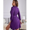 image:imageEkouaer Womens Robes Lightweight 34 Sleeve Short Knit Bathrobe Soft Knee Length Sleepwear Robes with Pockets SXXLPurple