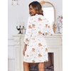 image:imageEkouaer Womens Robes Lightweight 34 Sleeve Short Knit Bathrobe Soft Knee Length Sleepwear Robes with Pockets SXXLTeddy Bear White