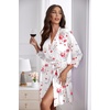 image:imageEkouaer Womens Robes Lightweight 34 Sleeve Short Knit Bathrobe Soft Knee Length Sleepwear Robes with Pockets SXXLWhite Flower