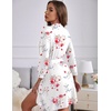 image:imageEkouaer Womens Robes Lightweight 34 Sleeve Short Knit Bathrobe Soft Knee Length Sleepwear Robes with Pockets SXXLWhite Flower