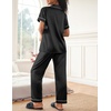 image:imageEkouaer Womens Silky Satin Pajamas Set Short Sleeve Button Down Sleepwear 2 Piece Lounge Set Pj SetBlack