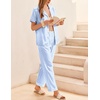 image:imageEkouaer Womens Silky Satin Pajamas Set Short Sleeve Button Down Sleepwear 2 Piece Lounge Set Pj SetBlue Stripes