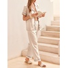 image:imageEkouaer Womens Silky Satin Pajamas Set Short Sleeve Button Down Sleepwear 2 Piece Lounge Set Pj SetChampagne