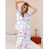 image:imageEkouaer Womens Silky Satin Pajamas Set Short Sleeve Button Down Sleepwear 2 Piece Lounge Set Pj SetColorful Bow Knot