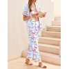image:imageEkouaer Womens Silky Satin Pajamas Set Short Sleeve Button Down Sleepwear 2 Piece Lounge Set Pj SetColorful Bow Knot