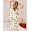 image:imageEkouaer Womens Silky Satin Pajamas Set Short Sleeve Button Down Sleepwear 2 Piece Lounge Set Pj SetFruit and Woman