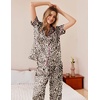 image:imageEkouaer Womens Silky Satin Pajamas Set Short Sleeve Button Down Sleepwear 2 Piece Lounge Set Pj SetLeopard