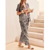 image:imageEkouaer Womens Silky Satin Pajamas Set Short Sleeve Button Down Sleepwear 2 Piece Lounge Set Pj SetLeopard
