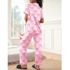 image:imageEkouaer Womens Silky Satin Pajamas Set Short Sleeve Button Down Sleepwear 2 Piece Lounge Set Pj SetPink Bow Knot
