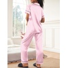 image:imageEkouaer Womens Silky Satin Pajamas Set Short Sleeve Button Down Sleepwear 2 Piece Lounge Set Pj SetPink Stripes