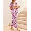 image:imageEkouaer Womens Silky Satin Pajamas Set Short Sleeve Button Down Sleepwear 2 Piece Lounge Set Pj SetRose Lipstick