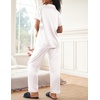 image:imageEkouaer Womens Silky Satin Pajamas Set Short Sleeve Button Down Sleepwear 2 Piece Lounge Set Pj SetWhite
