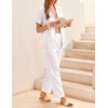image:imageEkouaer Womens Silky Satin Pajamas Set Short Sleeve Button Down Sleepwear 2 Piece Lounge Set Pj SetWhite