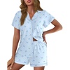 image:imageEkouaer Pajamas for Women Set Button Up Pjs Short Sleeve Ruffle Sleepwear Notch Collar Bride Soft Pj Lounge Sets SXXLPolka Dot Bow